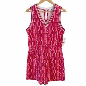 Y2K Juicy Couture Romper Terry Cloth Logo Shorts Hot Pink Purple NEW Medium 90’s